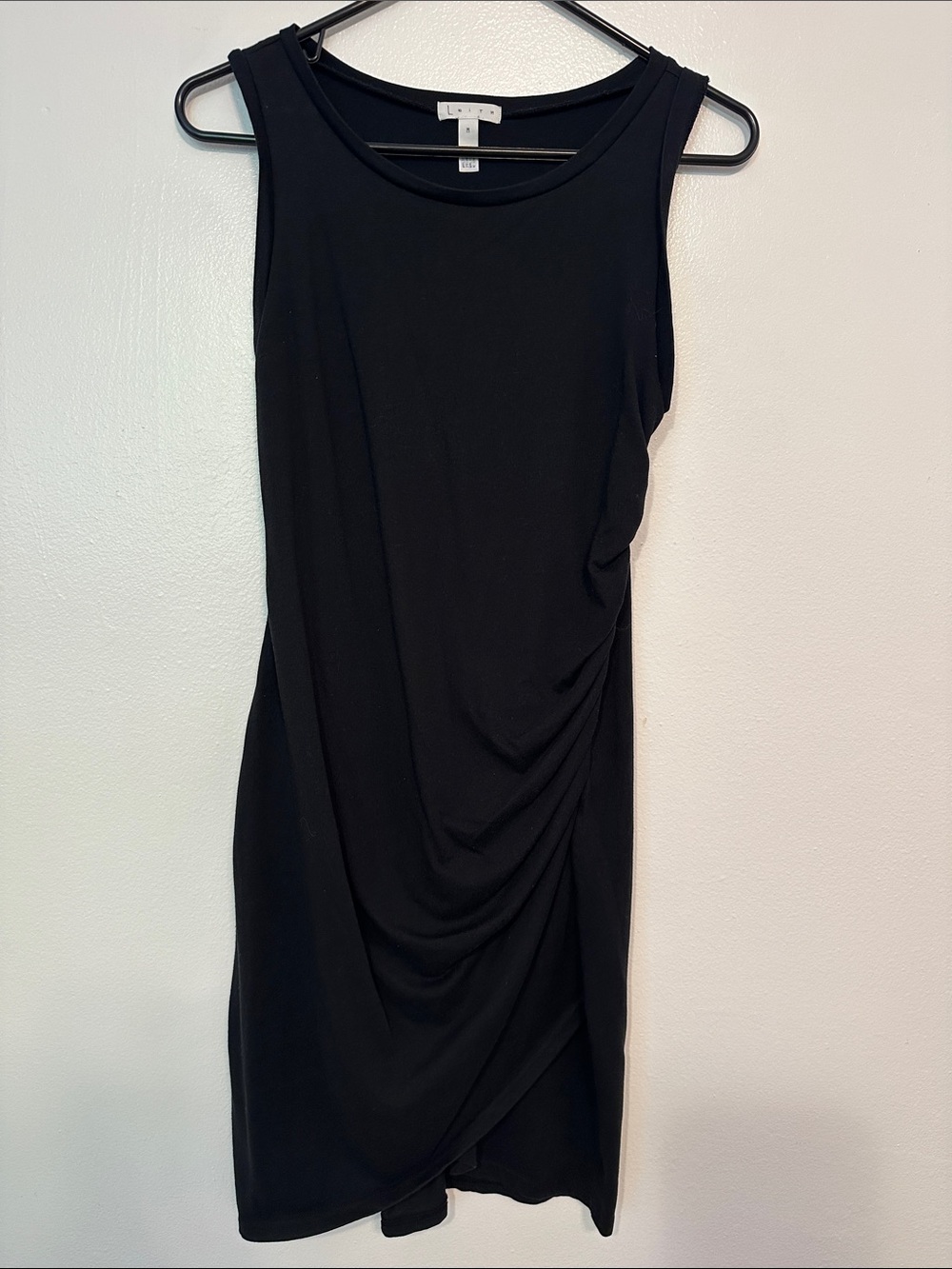 Leith Black Sleeveless Side-Drape Mini Dress